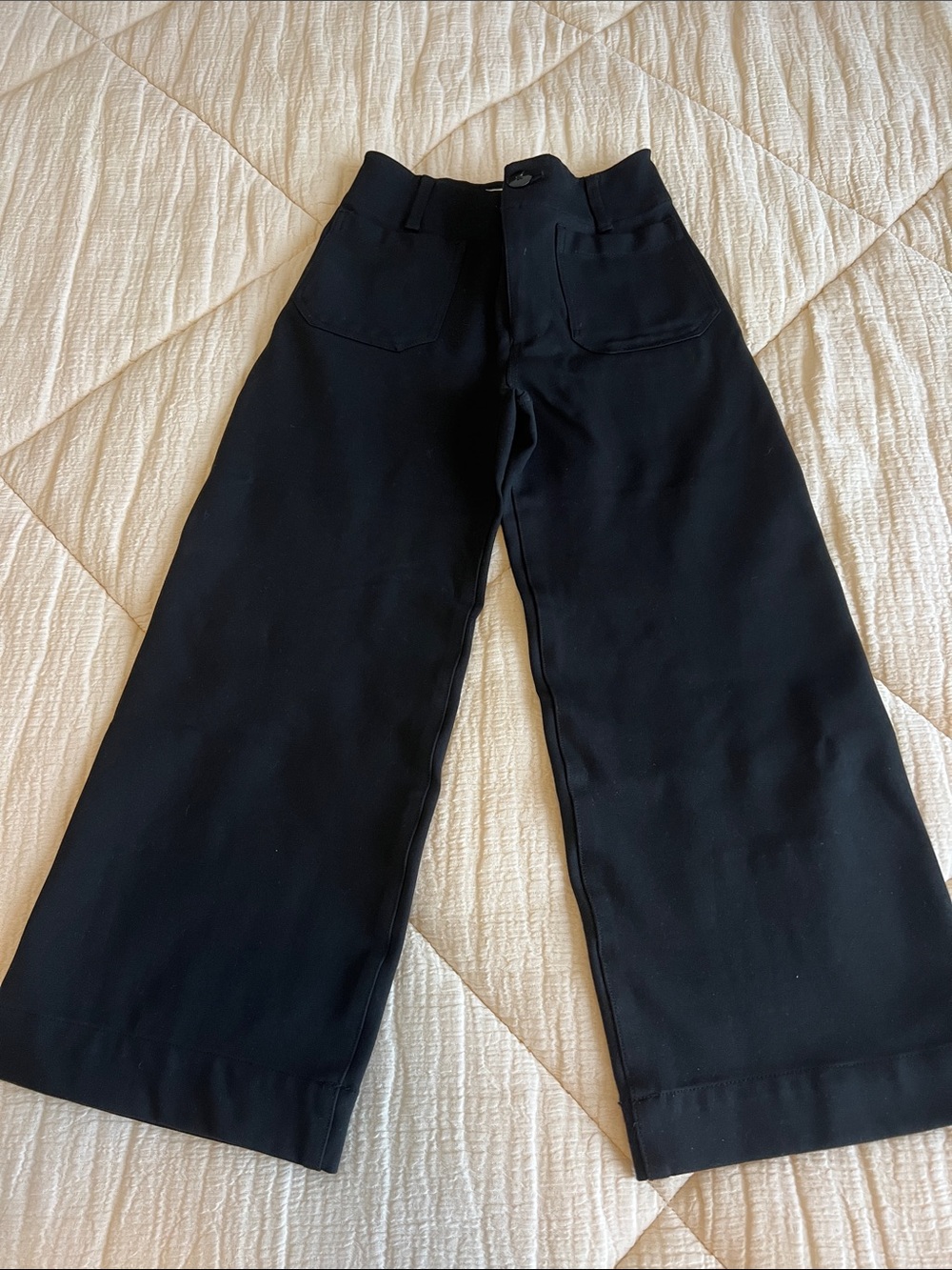 Maeve womens Black cropped wide leg pant